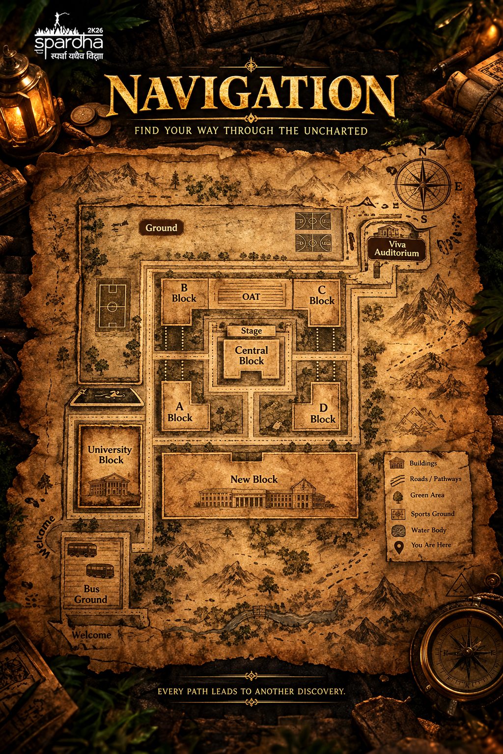 Illustrated navigation map of the VVIT University campus
